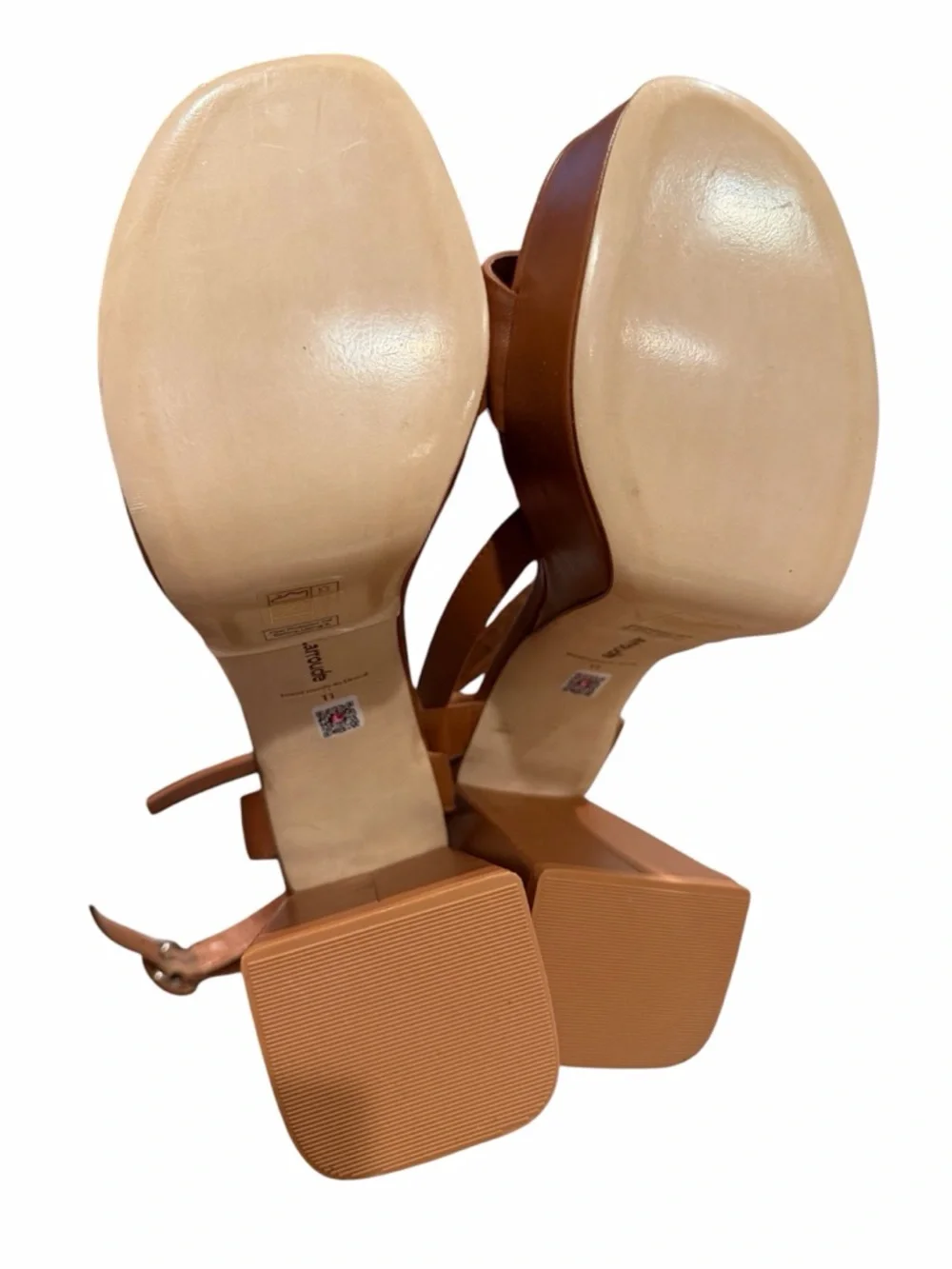 Larroude Brown Platform Block Heel Sandals with Ankle‎ Strap